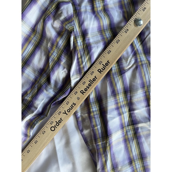 Thomas Dean Shirt Mens Large Purple Yellow Plaid Button Down Smart Casual Cotton - Picture 9 of 14